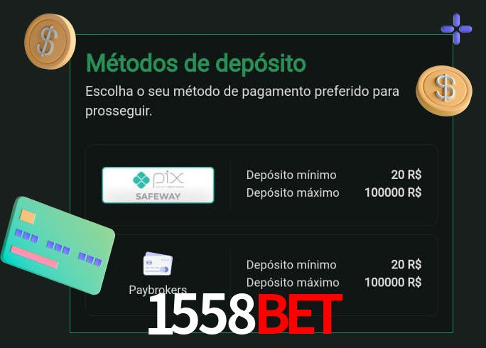 O cassino 1558Bet oferece uma grande variedade de métodos de pagamento